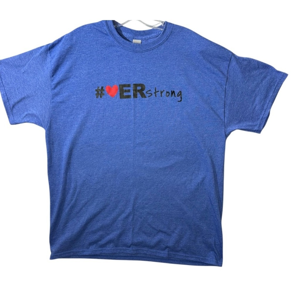 #HeartERstrong T-Shirt Short Sleeve Crew Neck Blue Size XL